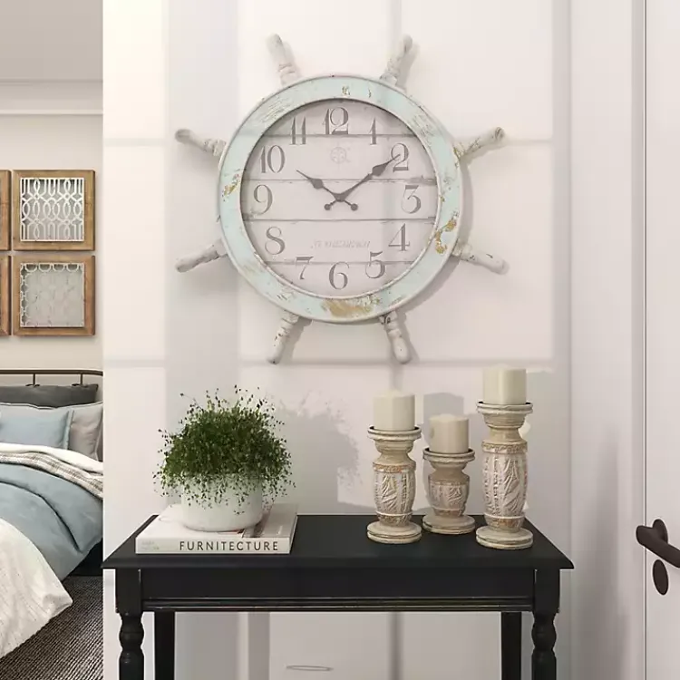 Kirklands Home Wood Ship Wheel Wall Clock Discount