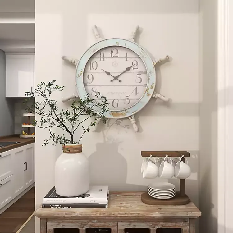 Kirklands Home Wood Ship Wheel Wall Clock Discount