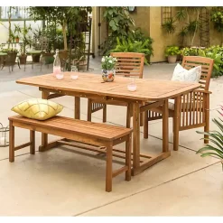 Kirklands Home Wood Slat Back 4-pc. Outdoor Dining Set Tan Outlet