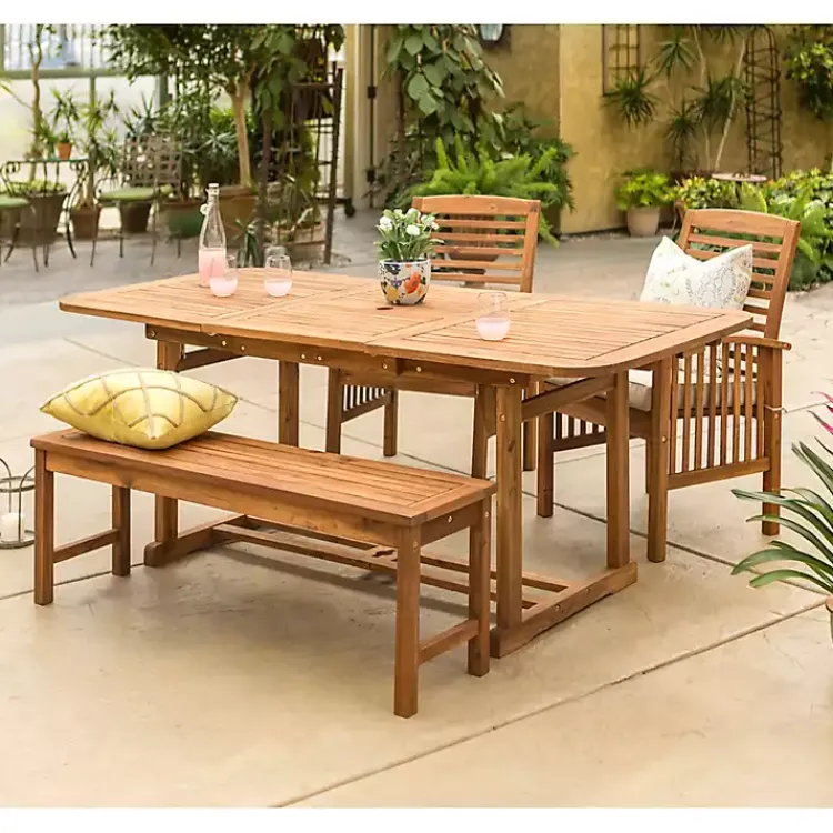 Kirklands Home Wood Slat Back 4-pc. Outdoor Dining Set Tan Outlet