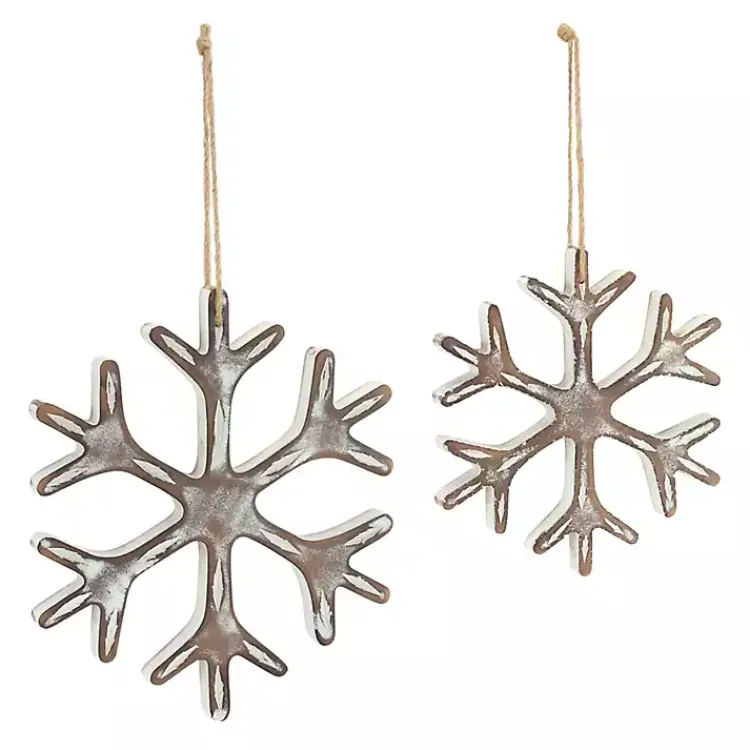 Christmas Ornaments>Kirklands Home Wood Snowflake 12-pc. Christmas Ornament Set Brown