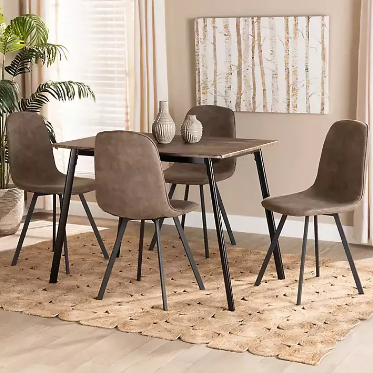 Kirklands Home Wood Table and Leather Chairs 5-pc. Dining Set Outlet