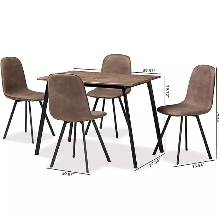 Kirklands Home Wood Table and Leather Chairs 5-pc. Dining Set Outlet