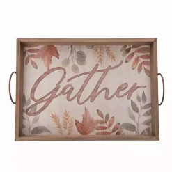 Decorative Trays>Kirklands Home Wooden Autumn Leaves Gather Serving Tray Tan