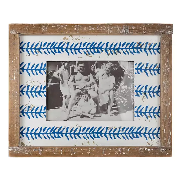 Picture Frames>Kirklands Home Wooden Printed Picture Frame, 5x7 Blue