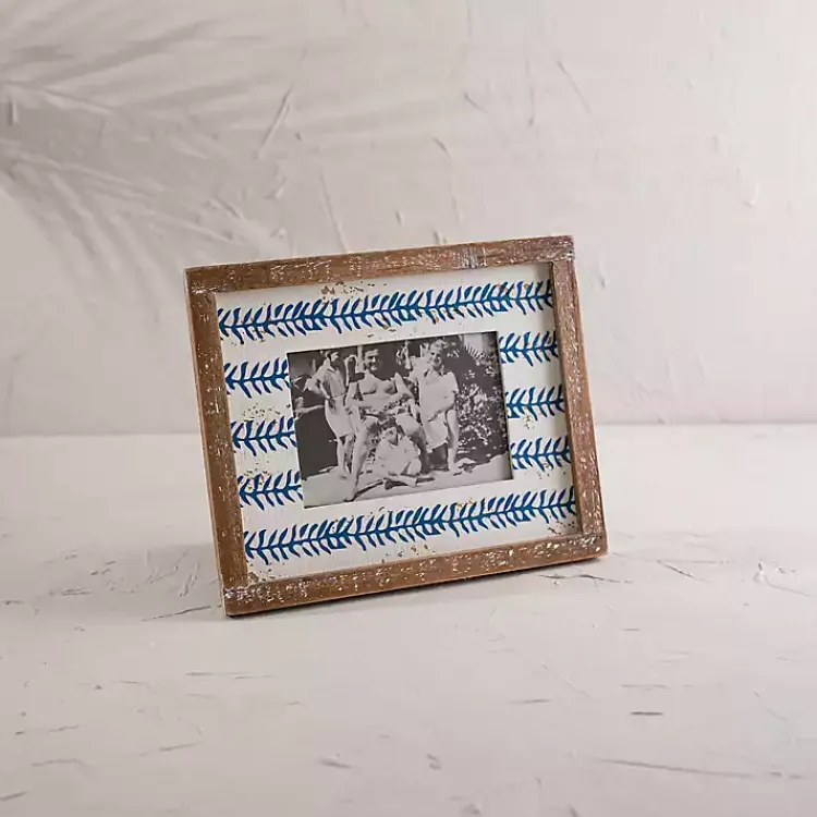 Picture Frames>Kirklands Home Wooden Printed Picture Frame, 5x7 Blue