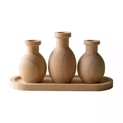 Vases>Kirklands Home Wooden Bud Vases on Tray Tan