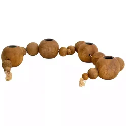 Candle Holders>Kirklands Home Wooden Spheres Taper Candle Runner Brown