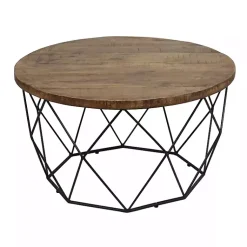 Kirklands Home Wooden Top Geometric Chadwick Coffee Table Best