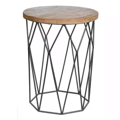 Kirklands Home Wooden Top Geometric Chadwick Accent Table Hot