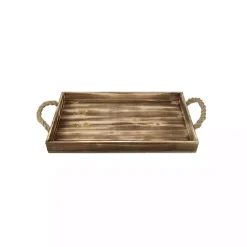 Decorative Trays>Kirklands Home Wooden Tray with Rope Handles Brown