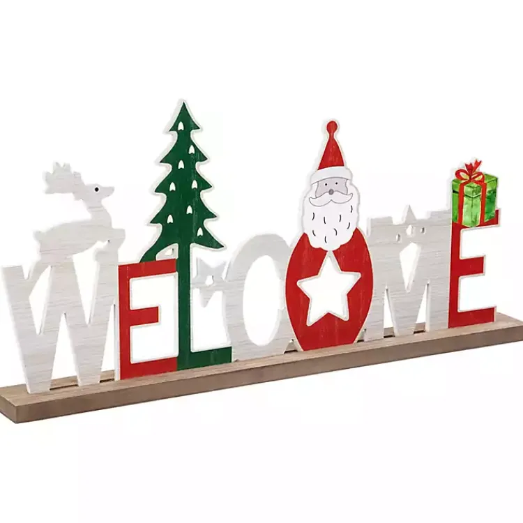 Christmas Decorations>Kirklands Home Wooden Welcome Christmas Tabletop Sign Multi
