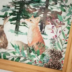 Christmas Decorations>Kirklands Home Woodland Deer Holiday Scene Framed Art Print