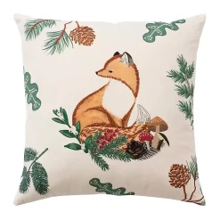 Christmas Pillows>Kirklands Home Woodland Fox Embroidered Throw Pillow