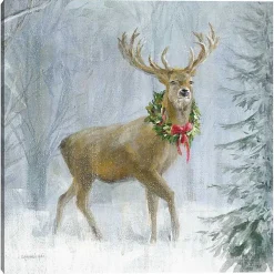 Christmas Art & Wall Decor>Kirklands Home Woodland Holiday Deer Canvas Art Print