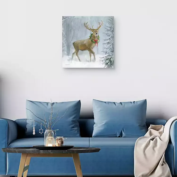 Christmas Art & Wall Decor>Kirklands Home Woodland Holiday Deer Canvas Art Print