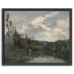Kirklands Home Woodland Lake Framed Canvas Art Print Gray Online