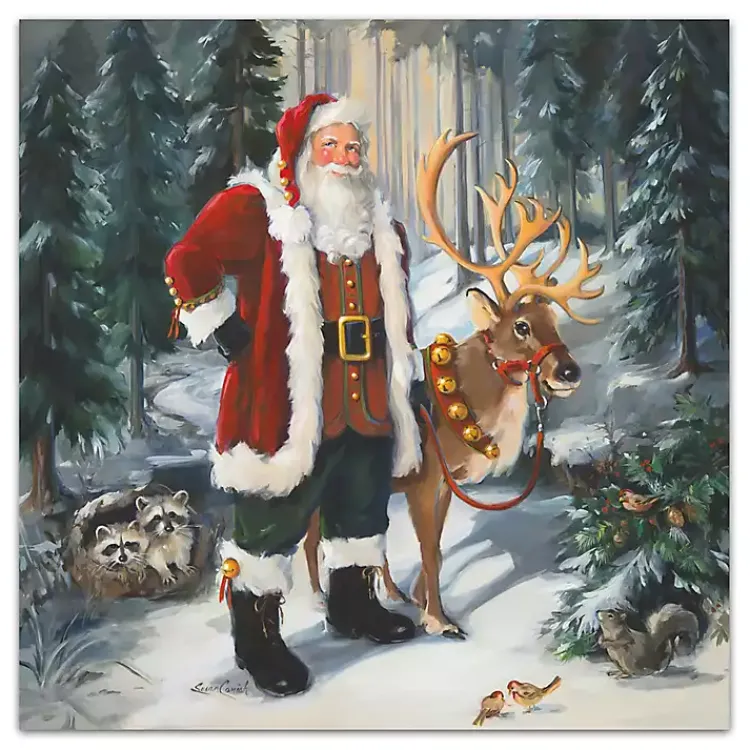 Christmas Art & Wall Decor>Kirklands Home Woodland Santa Canvas Art Print