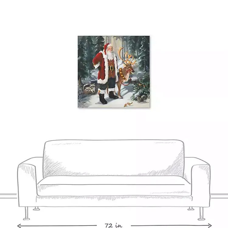 Christmas Art & Wall Decor>Kirklands Home Woodland Santa Canvas Art Print