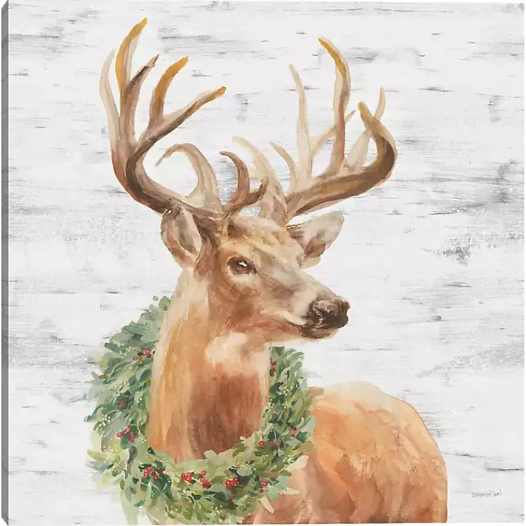 Christmas Art & Wall Decor>Kirklands Home Woodland Stag Canvas Art Print