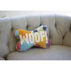 Pillows>Kirklands Home Woof Kantha Bone Shaped Pillow Multi