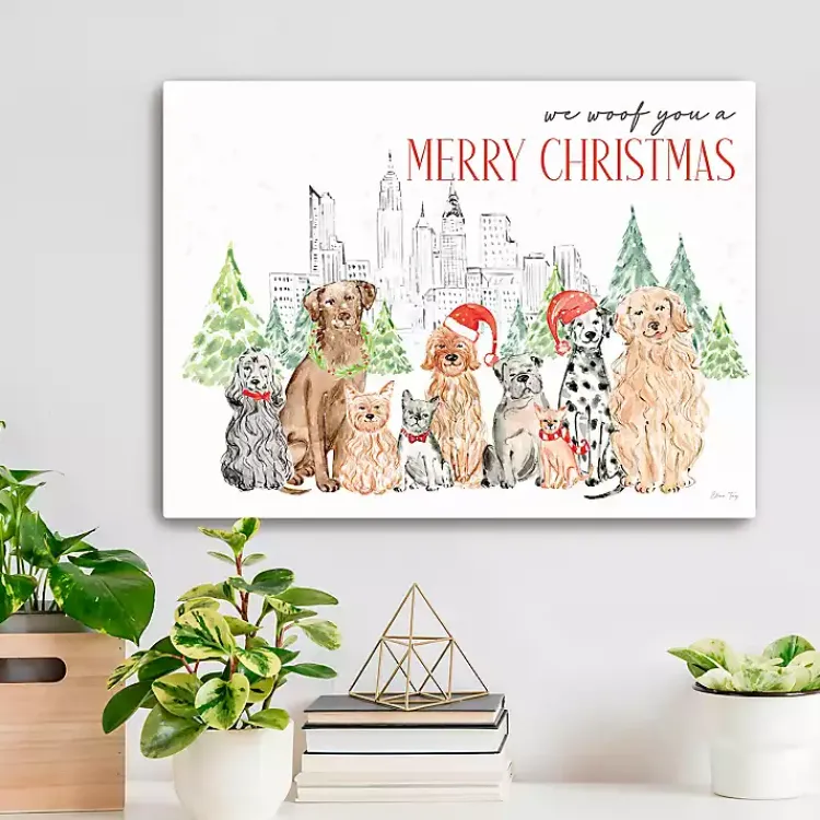 Christmas Art & Wall Decor>Kirklands Home Woof You a Merry Christmas Canvas Print