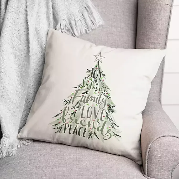 Christmas Pillows>Kirklands Home Word Tree Christmas Pillow Green