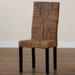 Kirklands Home Woven Banana Fiber and Mahogany Dining Chair Tan Online