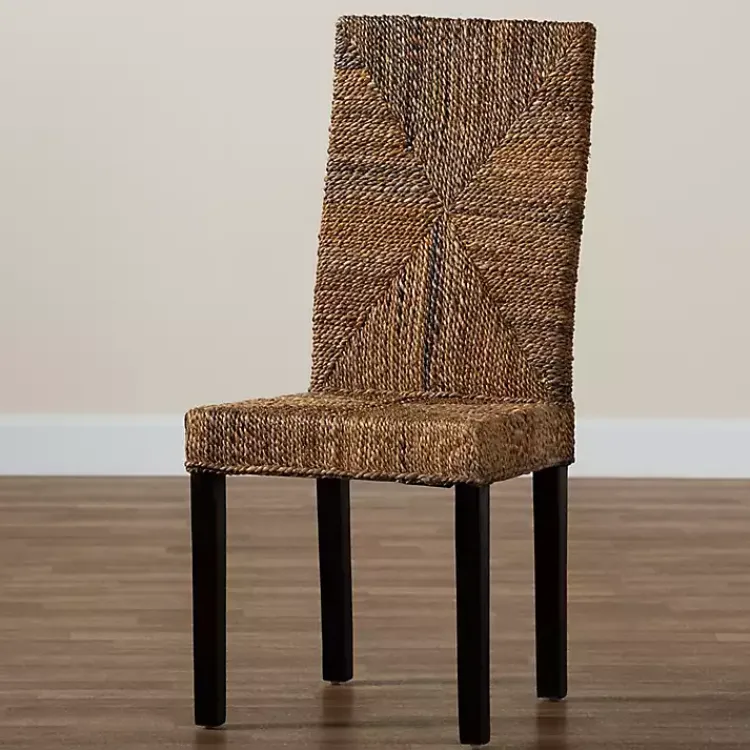 Kirklands Home Woven Banana Fiber and Mahogany Dining Chair Tan Online