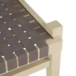 Kirklands Home Woven Leather Natural Wood Bench Brown Outlet