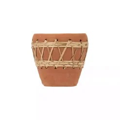 Kirklands Home Woven Diamond Terracotta Planter Tan Discount