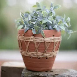 Kirklands Home Woven Diamond Terracotta Planter Tan Discount