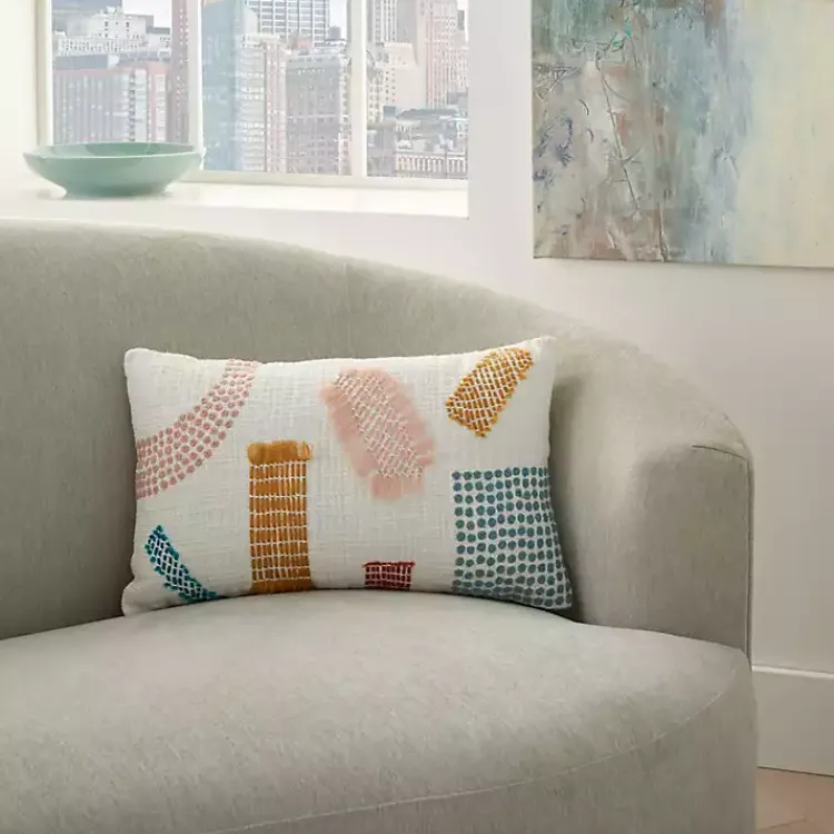 Pillows>Kirklands Home Woven Geometric Patches Lumbar Pillow Multi