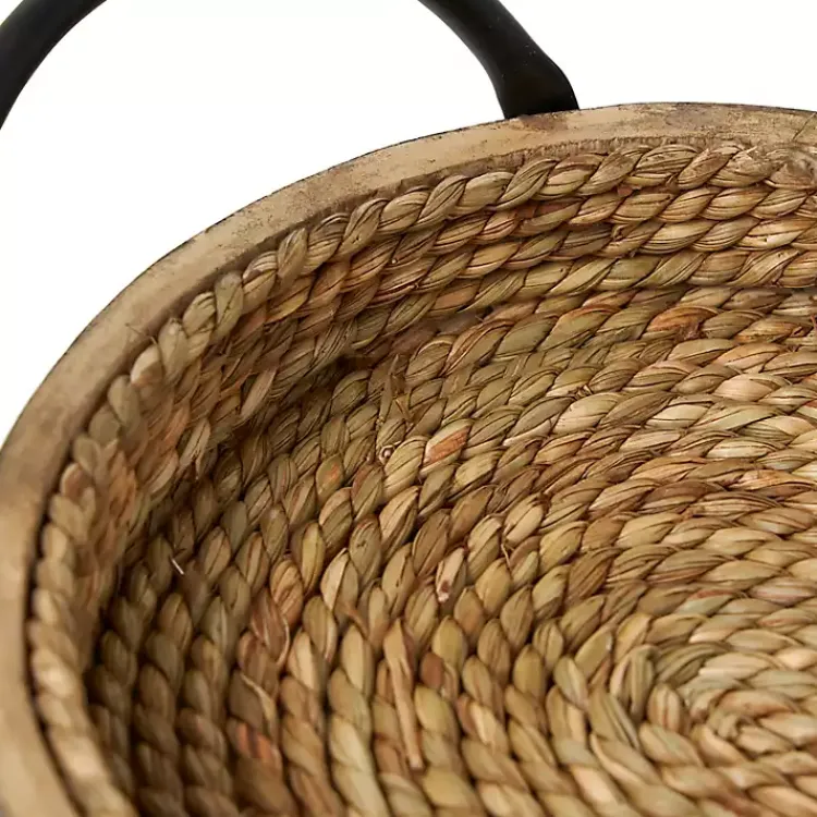 Decorative Trays>Kirklands Home Woven Jute and Black Wood Trays, Set of 2