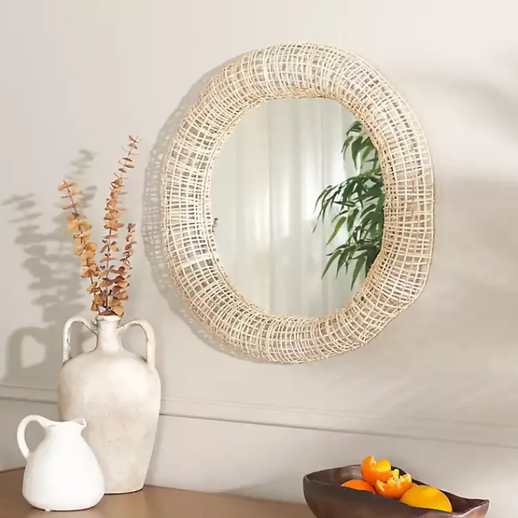 Kirklands Home Woven Natural Cane Round Alia Wall Mirror Sale
