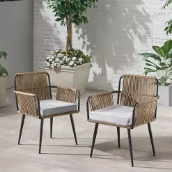 Kirklands Home Woven Neutrals 2-pc. Outdoor Armchair Set Clearance