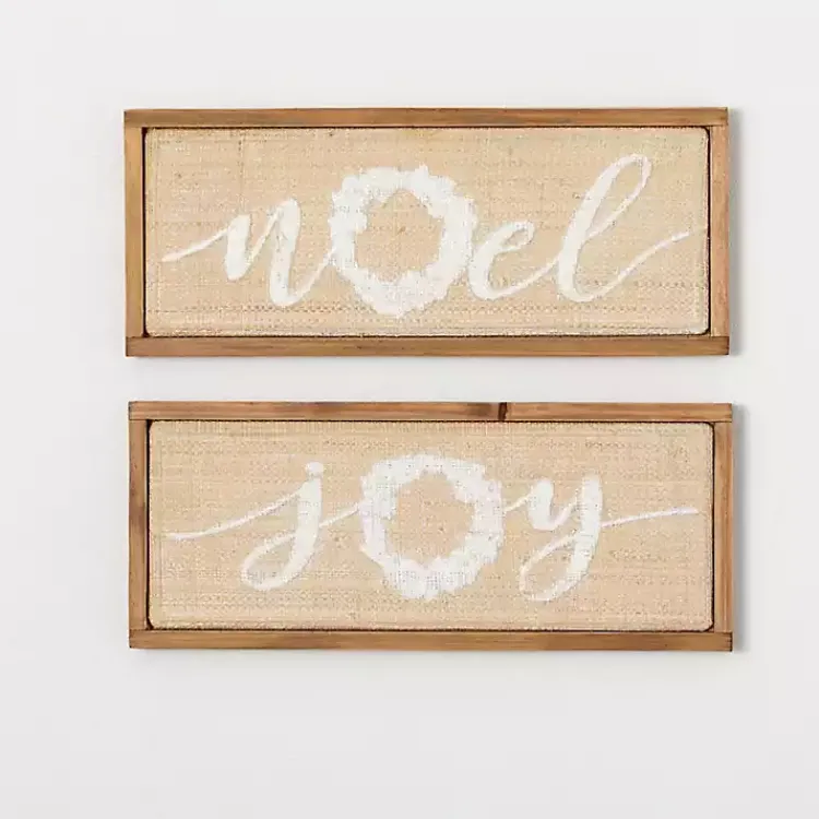Christmas Art & Wall Decor>Kirklands Home Woven Noel & Joy Christmas Wall Plaques, Set of 2