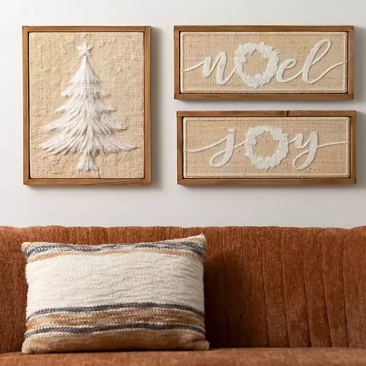 Christmas Art & Wall Decor>Kirklands Home Woven Noel & Joy Christmas Wall Plaques, Set of 2