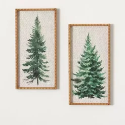 Christmas Decorations>Kirklands Home Woven Pine Tree Framed Art Prints, Set of 2 Green