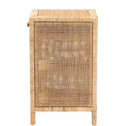 Kirklands Home Woven Rat and Mahogany Wood Nightsd Tan Hot