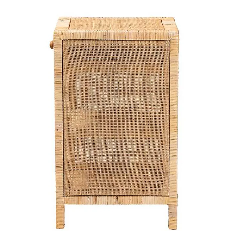 Kirklands Home Woven Rat and Mahogany Wood Nightsd Tan Hot