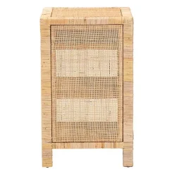 Kirklands Home Woven Rat and Mahogany Wood Nightsd Tan Hot