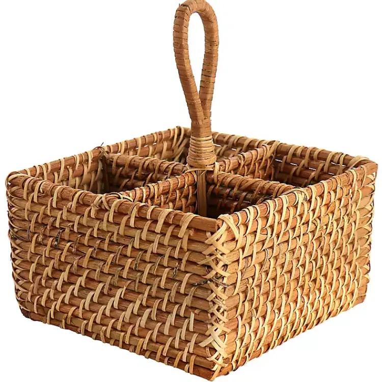 Kirklands Home Woven Rattan Martha Stewart Flatware Caddy Brown Best