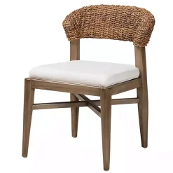 Kirklands Home Woven Rattan Modern Bohemian Dining Chair White Clearance