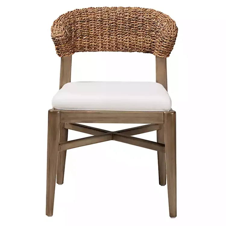 Kirklands Home Woven Rattan Modern Bohemian Dining Chair White Clearance
