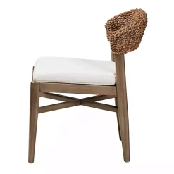 Kirklands Home Woven Rattan Modern Bohemian Dining Chair White Clearance