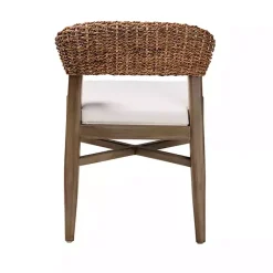 Kirklands Home Woven Rattan Modern Bohemian Dining Chair White Clearance