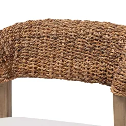 Kirklands Home Woven Rattan Modern Bohemian Dining Chair White Clearance