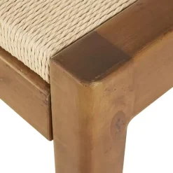 Kirklands Home Woven Rope and Birch Wood Bench Tan Hot