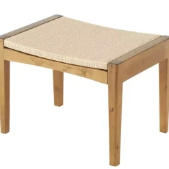Kirklands Home Woven Rope and Birch Wood Stool Ottoman Brown Outlet